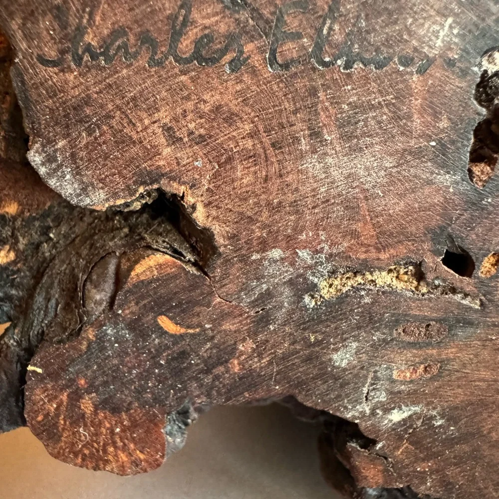 Signed Charles Elkan Live‎ Edge Wood Mini Quartz Clock